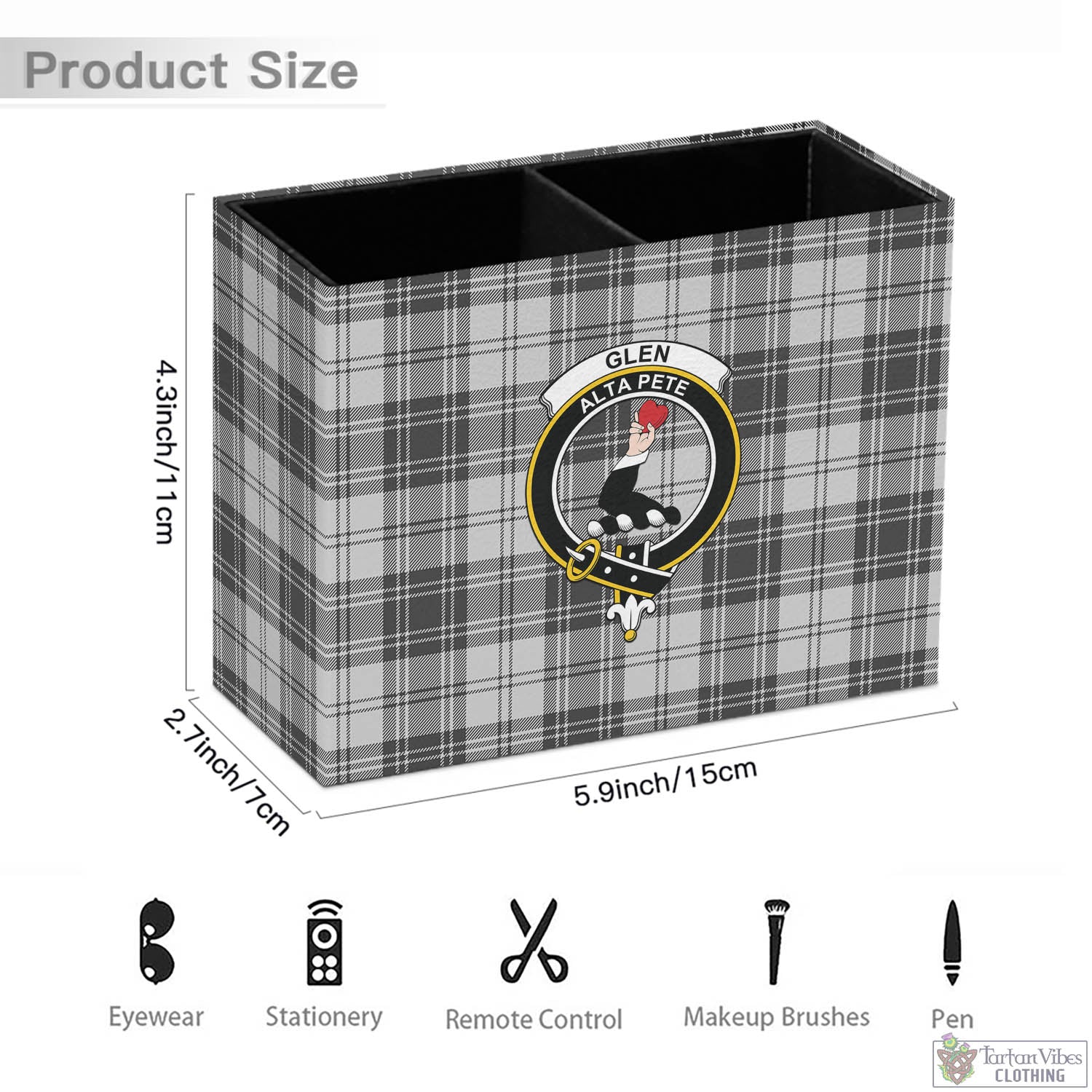 Tartan Vibes Clothing Glen Tartan Pen Holder with Family Crest