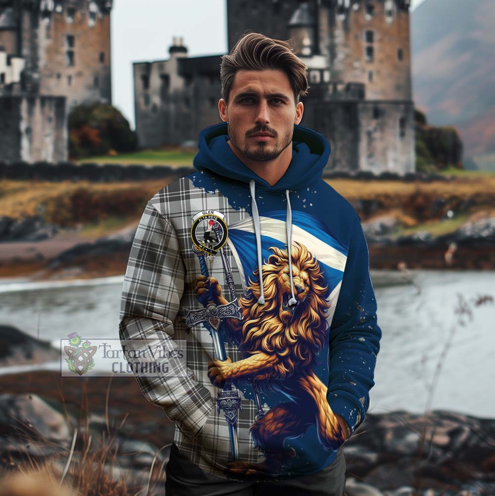 Tartan Vibes Clothing Glen Tartan Family Crest Cotton Hoodie with Scottish Majestic Lion