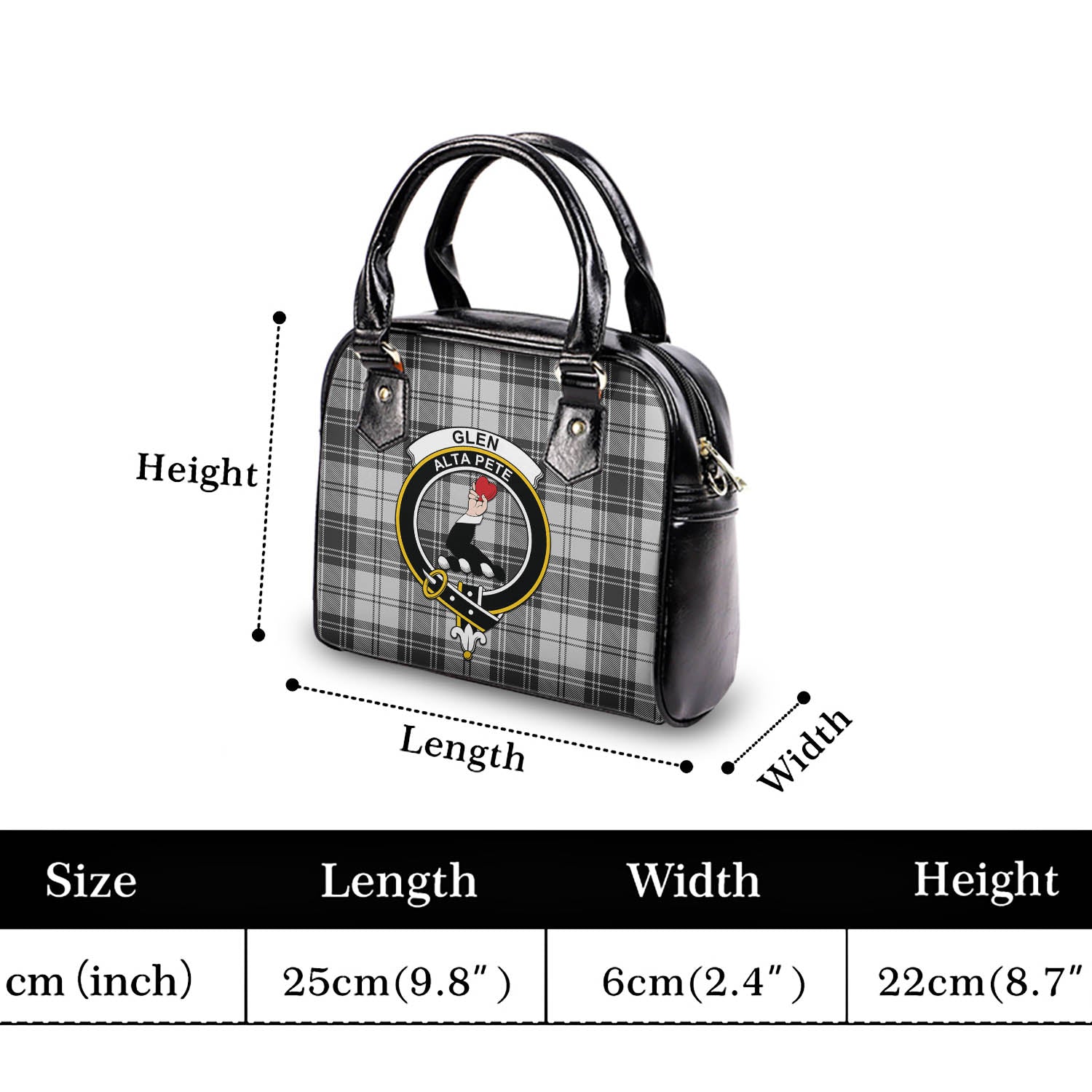 Glen Tartan Shoulder Handbags with Family Crest - Tartanvibesclothing