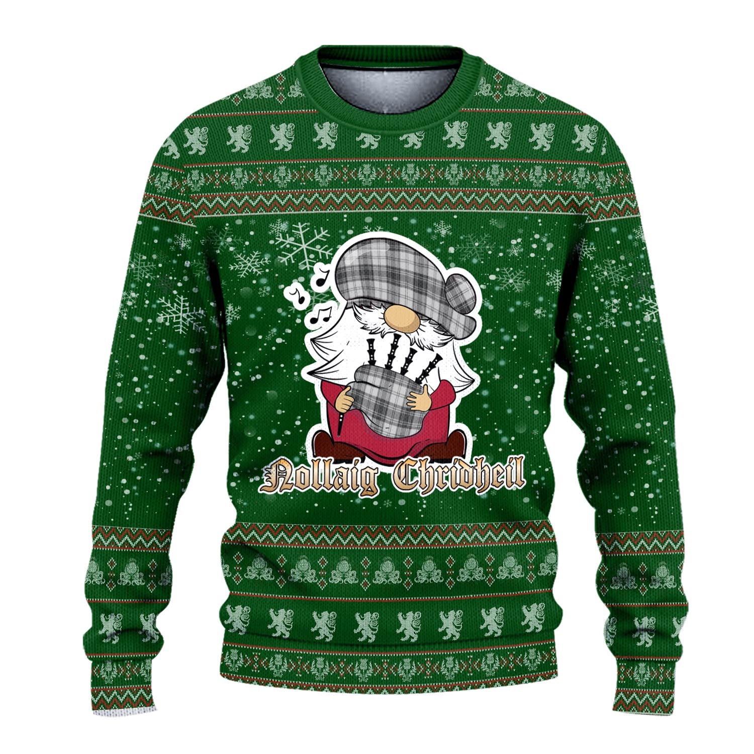Glen Clan Christmas Family Knitted Sweater with Funny Gnome Playing Bagpipes - Tartanvibesclothing