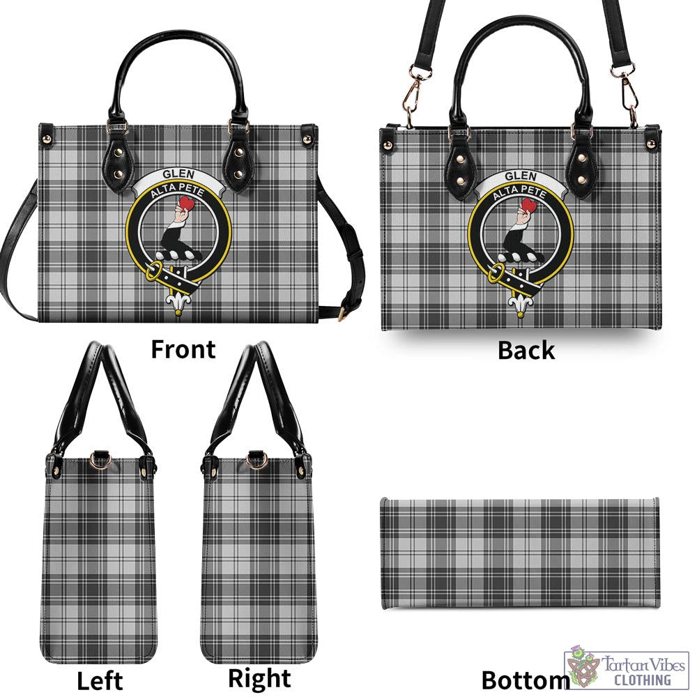 Tartan Vibes Clothing Glen Tartan Luxury Leather Handbags with Family Crest