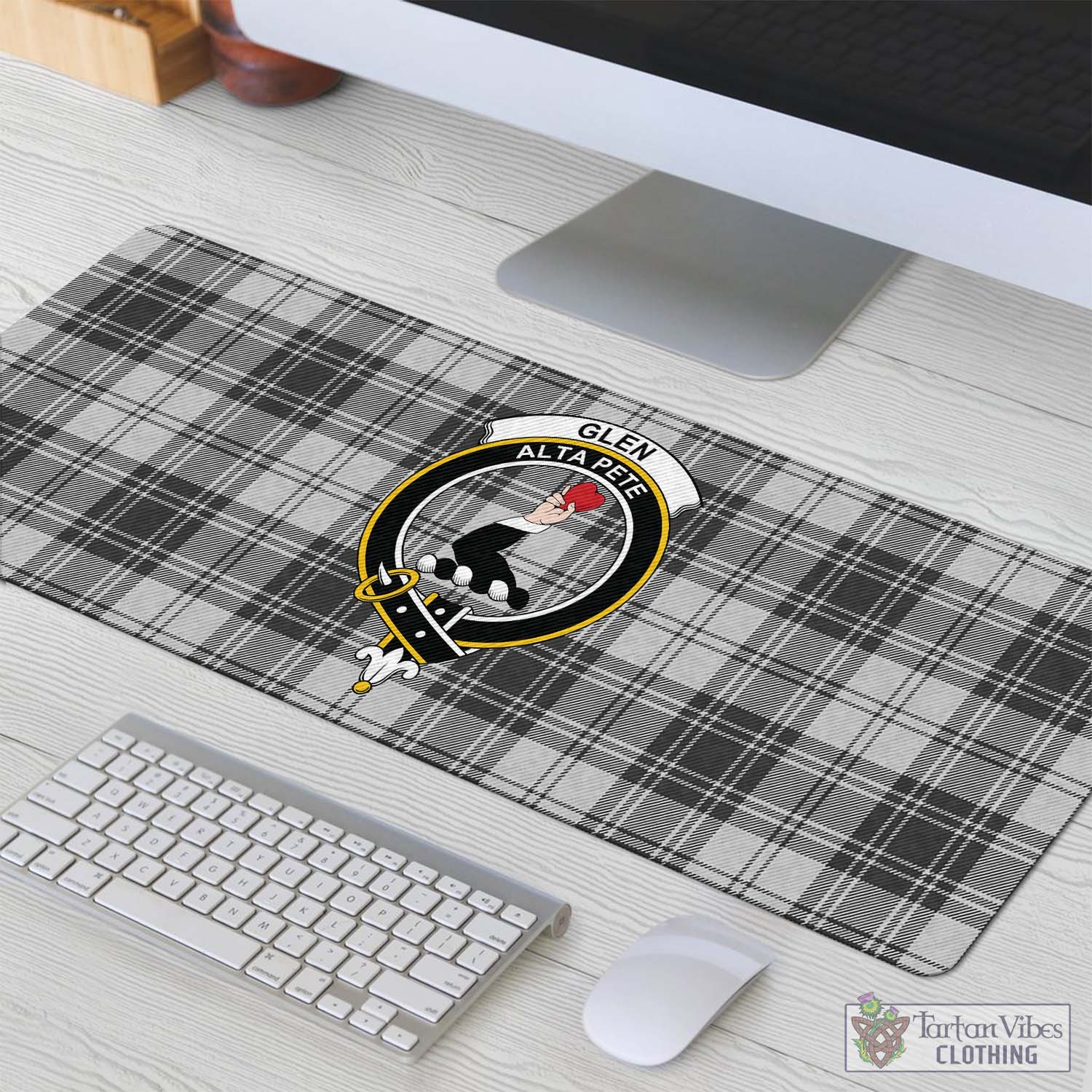 Tartan Vibes Clothing Glen Tartan Mouse Pad with Family Crest