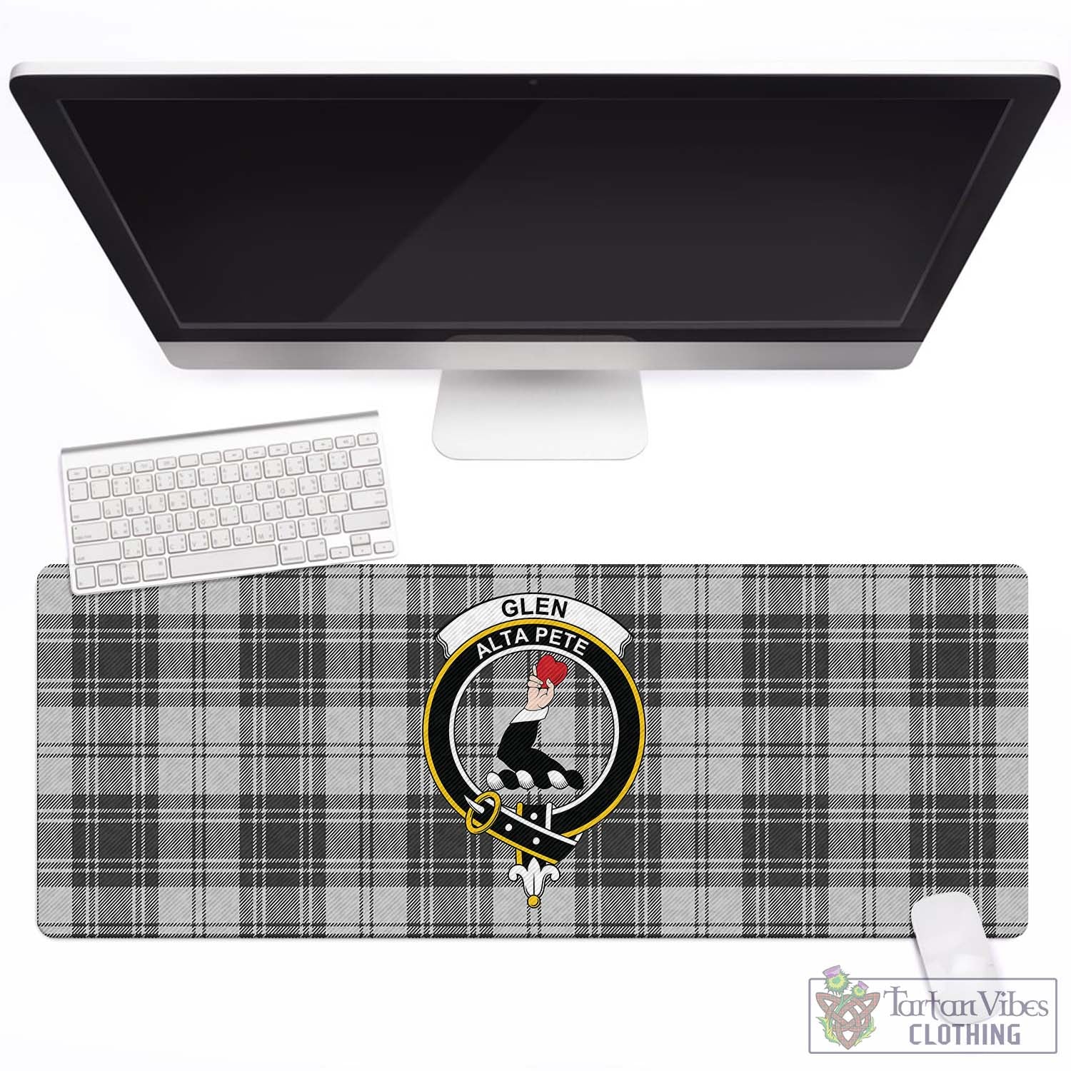 Tartan Vibes Clothing Glen Tartan Mouse Pad with Family Crest