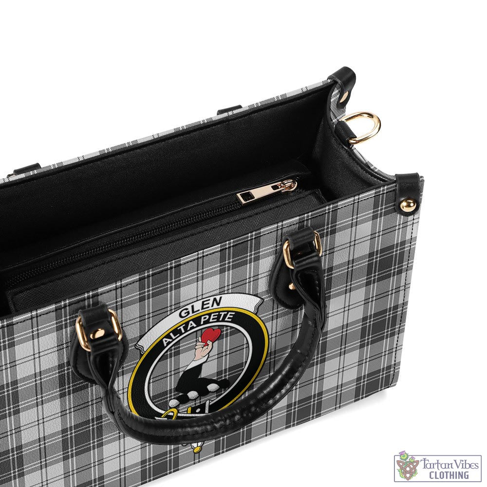 Tartan Vibes Clothing Glen Tartan Luxury Leather Handbags with Family Crest