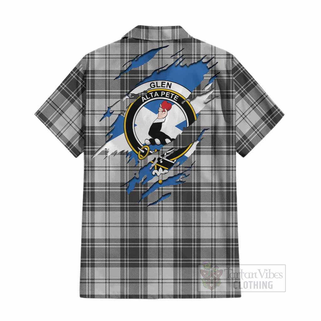 Glen Clan Crest In Me Tartan Cotton Hawaiian Shirt Scotland Flag Style