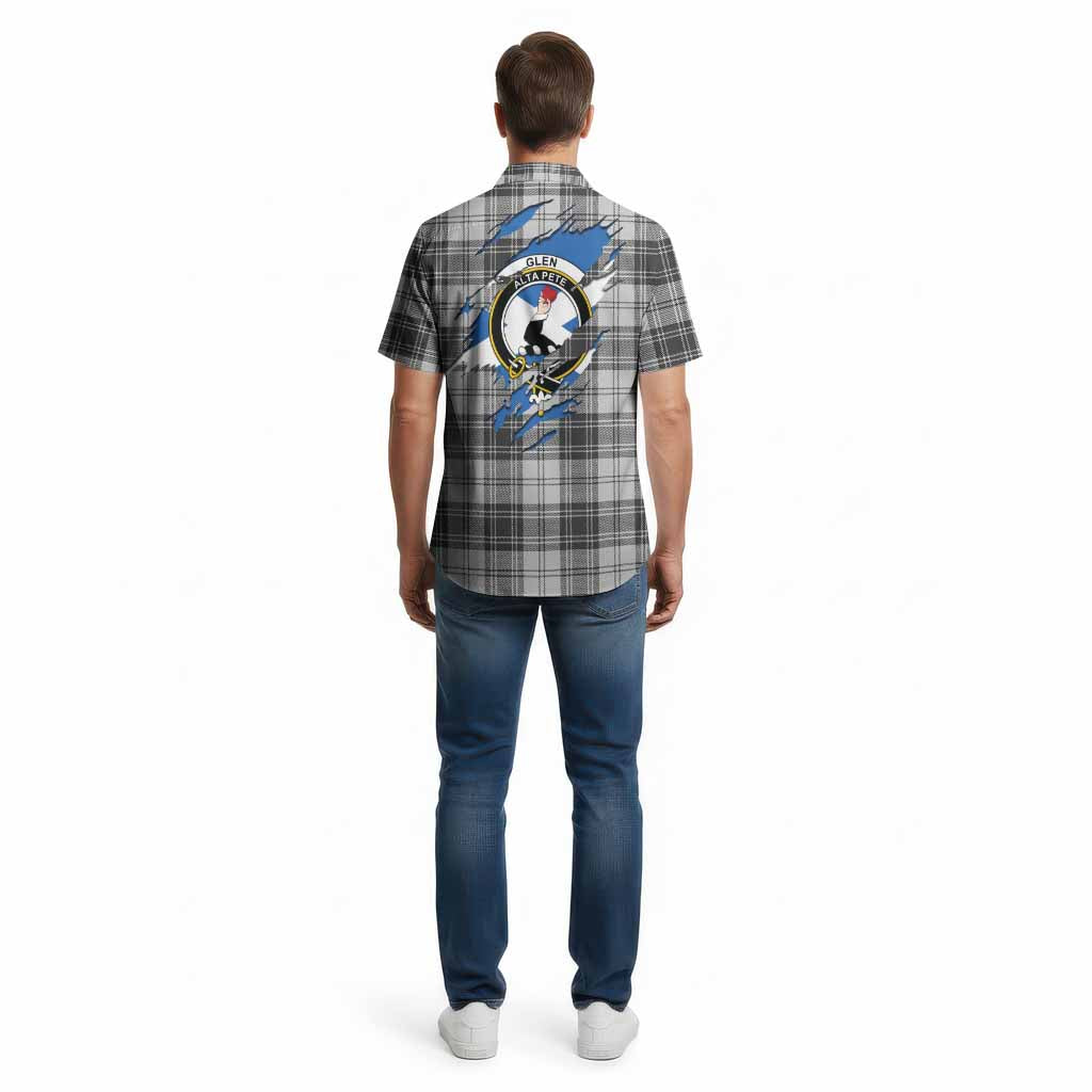 Glen Clan Crest In Me Tartan Cotton Hawaiian Shirt Scotland Flag Style