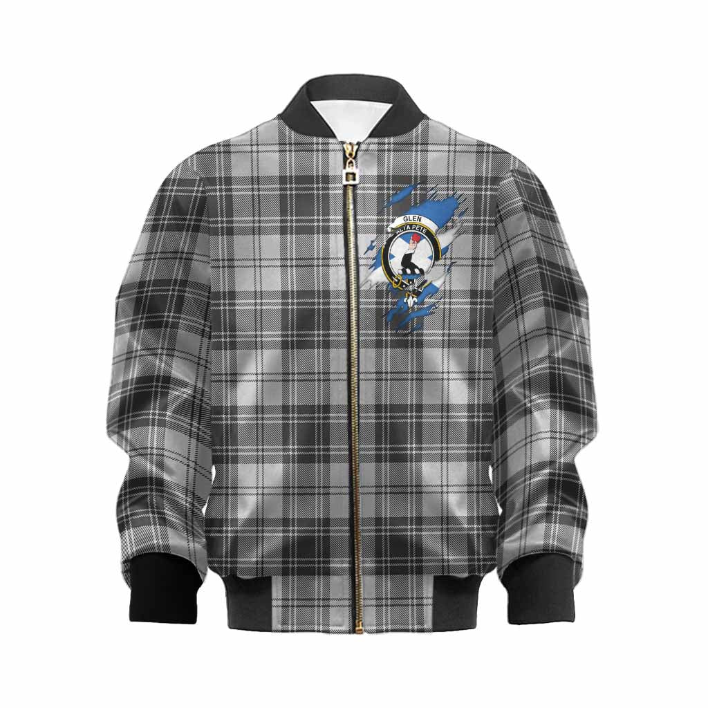 Glen Clan Crest In Me Tartan Kid Bomber Jacket Scotland Flag Style
