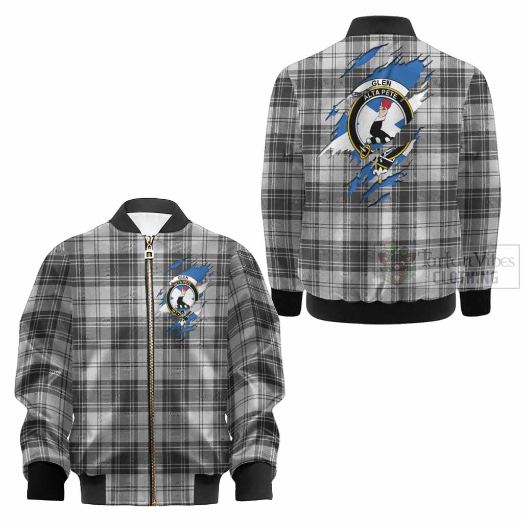 Glen Clan Crest In Me Tartan Kid Bomber Jacket Scotland Flag Style