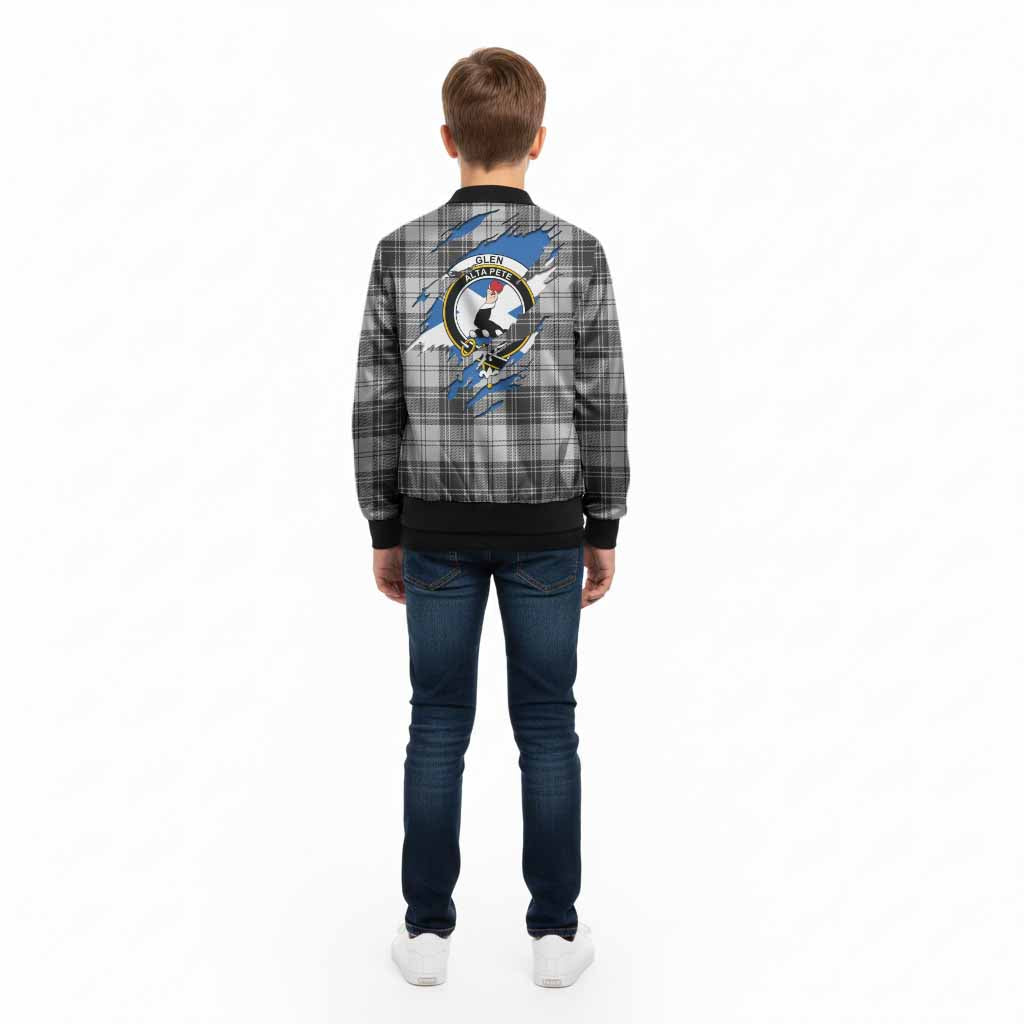 Glen Clan Crest In Me Tartan Kid Bomber Jacket Scotland Flag Style