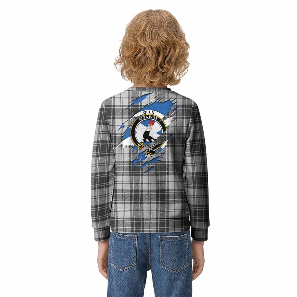 Glen Clan Crest In Me Tartan Kid Knitted Sweatshirt Scotland Flag Style