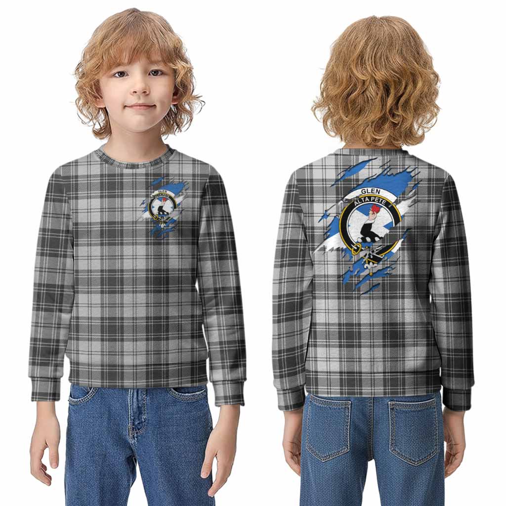 Glen Clan Crest In Me Tartan Kid Knitted Sweatshirt Scotland Flag Style