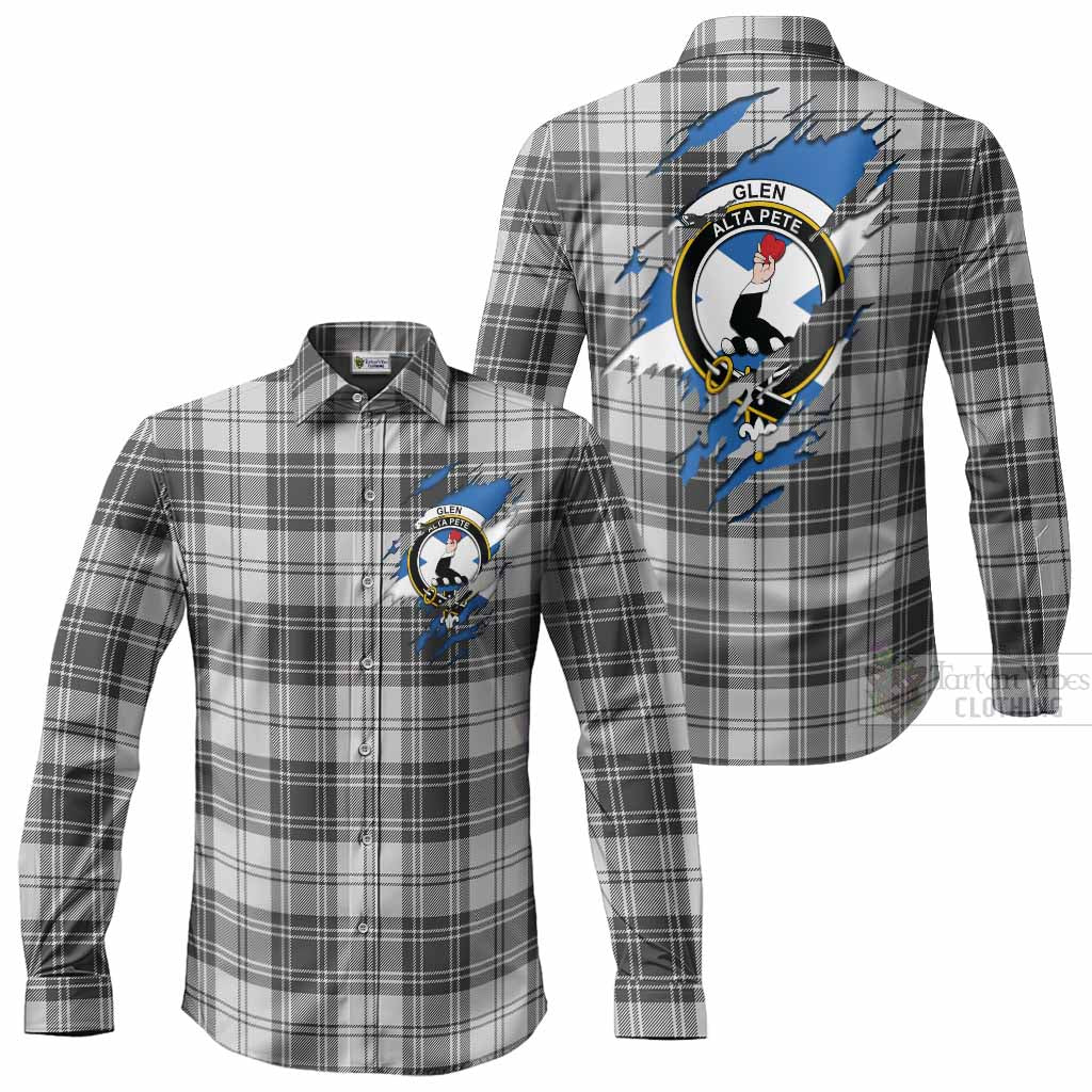 Glen Clan Crest In Me Tartan Long Sleeve Button Shirts Scotland Flag Style