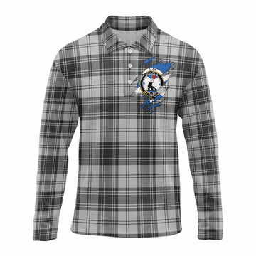 Glen Clan Crest In Me Tartan Long Sleeve Polo Shirt Scotland Flag Style