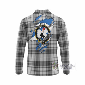 Glen Clan Crest In Me Tartan Long Sleeve Polo Shirt Scotland Flag Style