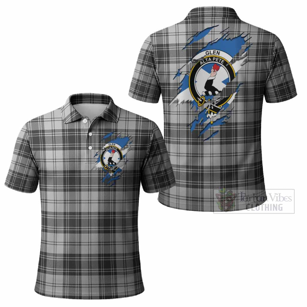 Glen Clan Crest In Me Tartan Polo Shirt Scotland Flag Style