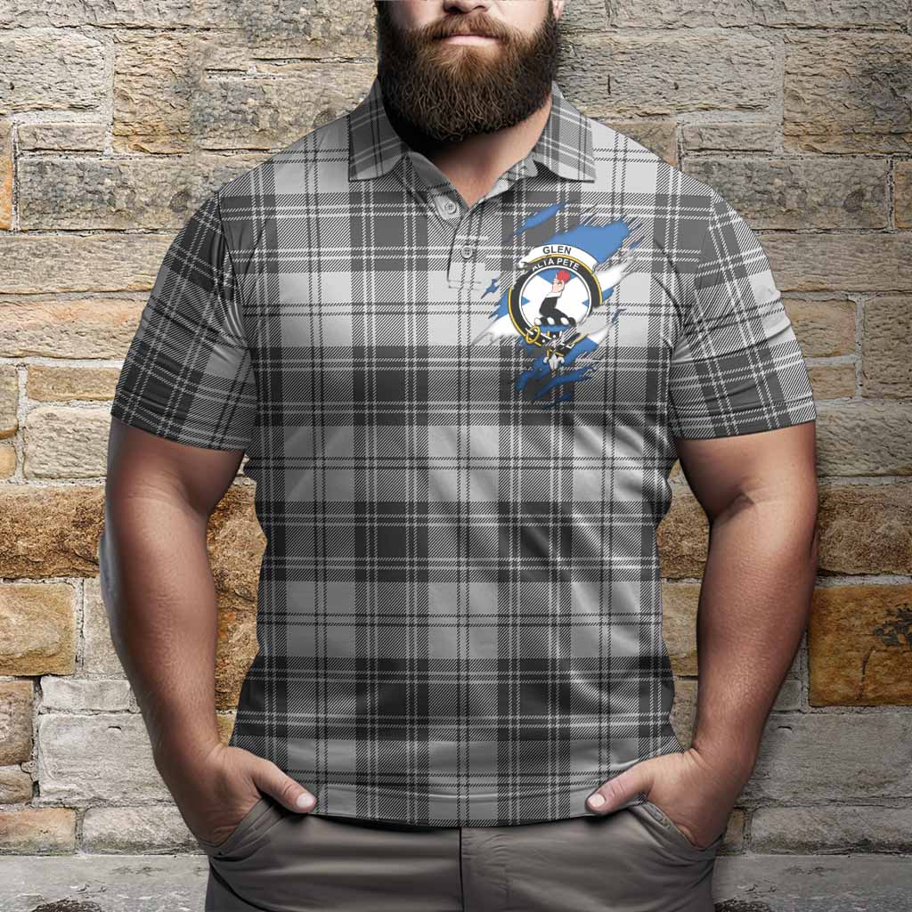 Glen Clan Crest In Me Tartan Polo Shirt Scotland Flag Style