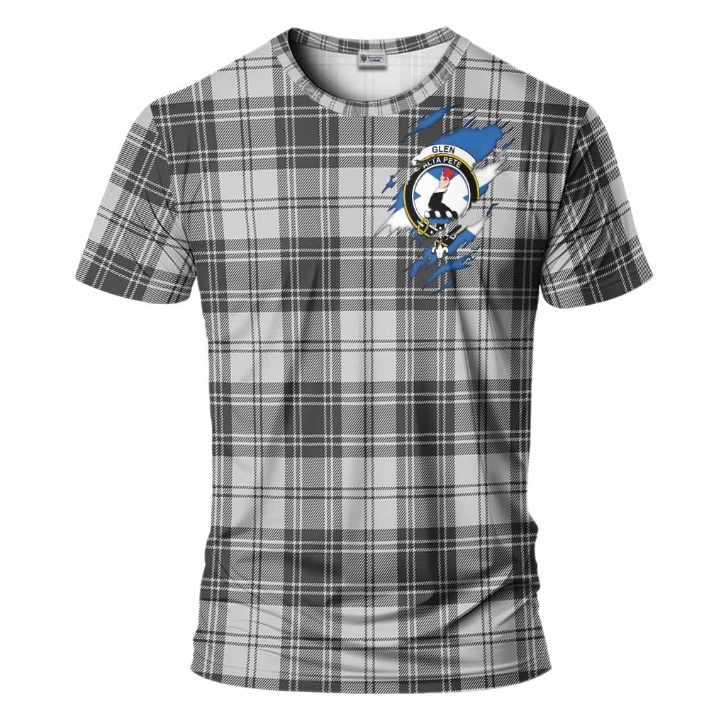 Glen Clan Crest In Me Tartan T-Shirt Scotland Flag Style