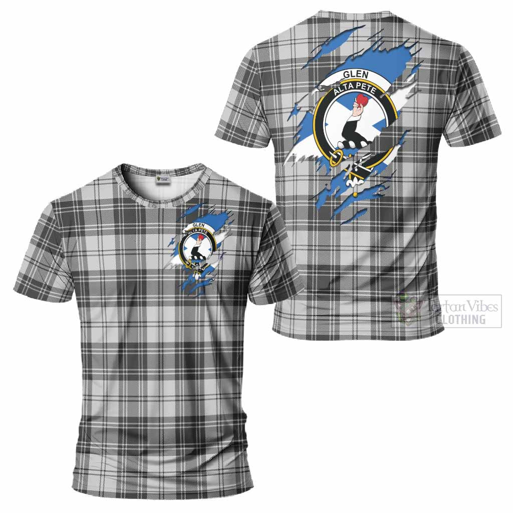 Glen Clan Crest In Me Tartan T-Shirt Scotland Flag Style