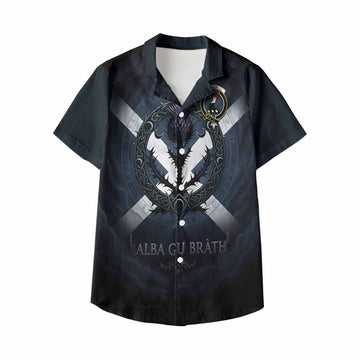 Glen Clan Crest Kid Hawaiian Shirt with Celtic Knot Thistle and Saltire