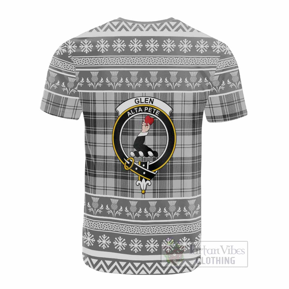Glen Clan Tartan Christmas Cotton T-shirt with Family Crest - Tartan Vibes Clothing