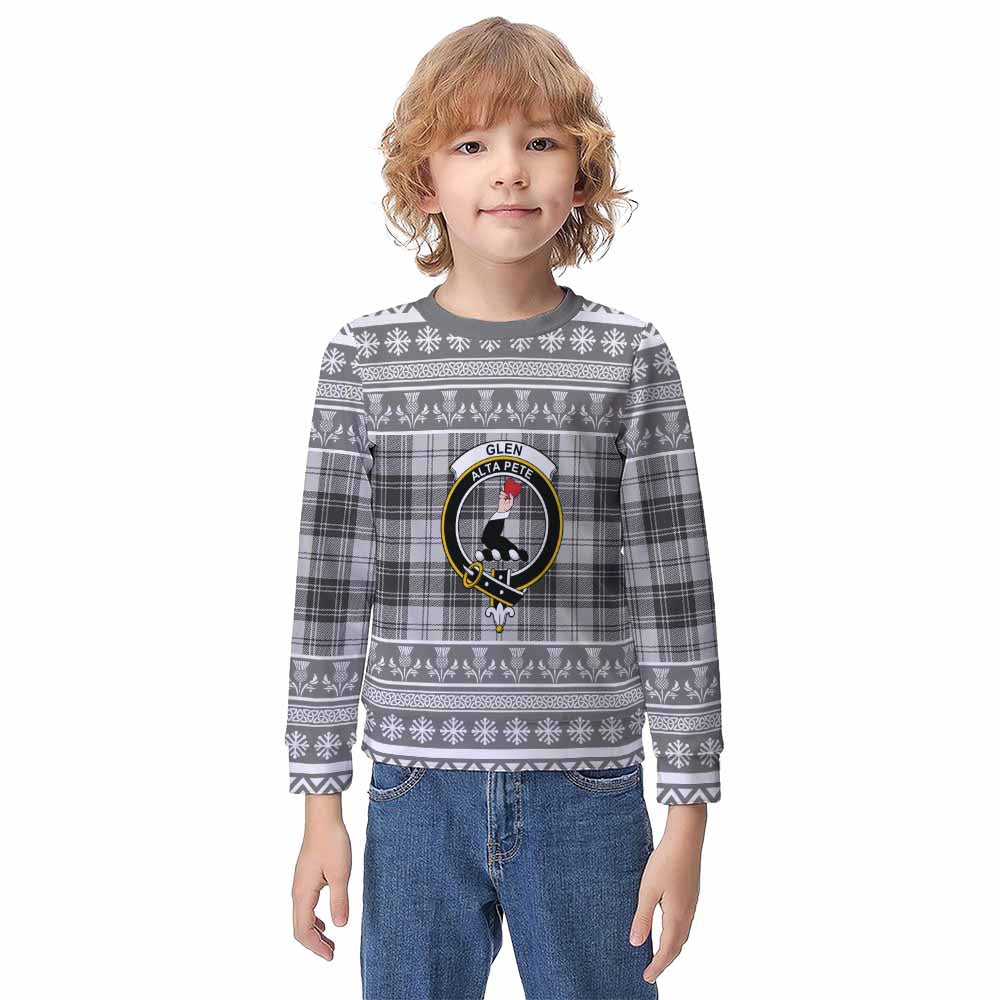 Glen Clan Tartan Christmas Kid Ugly Sweatshirt with Family Crest - Tartan Vibes Clothing