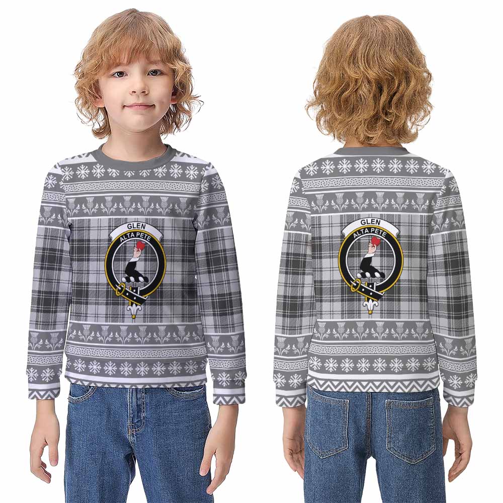 Glen Clan Tartan Christmas Kid Ugly Sweatshirt with Family Crest - Tartan Vibes Clothing