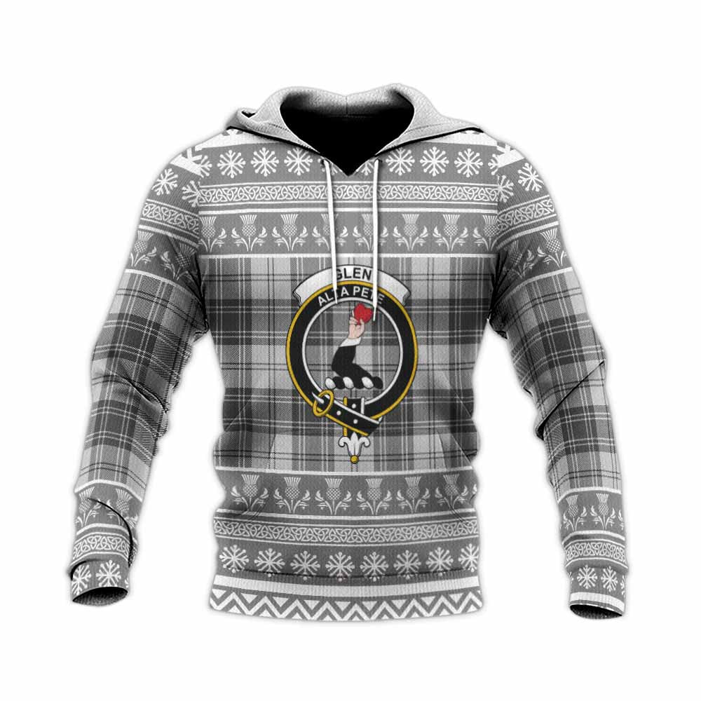 Glen Clan Tartan Christmas Knitted Hoodie with Family Crest - Tartan Vibes Clothing