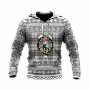 Glen Clan Tartan Christmas Knitted Hoodie with Family Crest