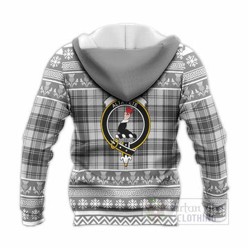 Glen Clan Tartan Christmas Knitted Hoodie with Family Crest