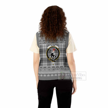 Glen Clan Tartan Christmas Knitted V-Neck Vest with Family Crest