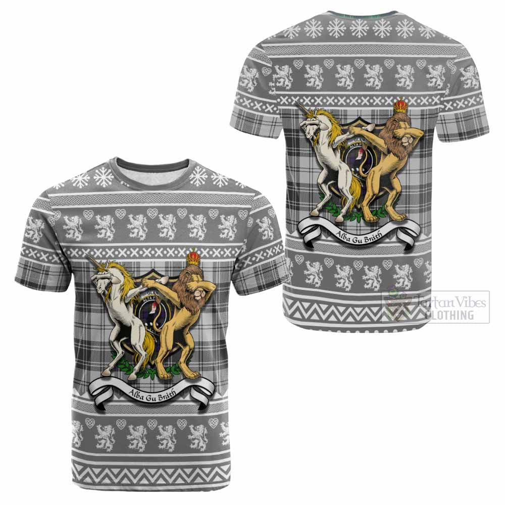 Glen Clan Tartan Crest Christmas Cotton T-shirt Coat of Arms Funny Style - Tartan Vibes Clothing
