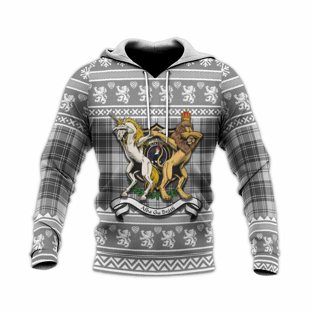 Glen Clan Tartan Crest Christmas Knitted Hoodie Coat of Arms Funny Style - Tartan Vibes Clothing