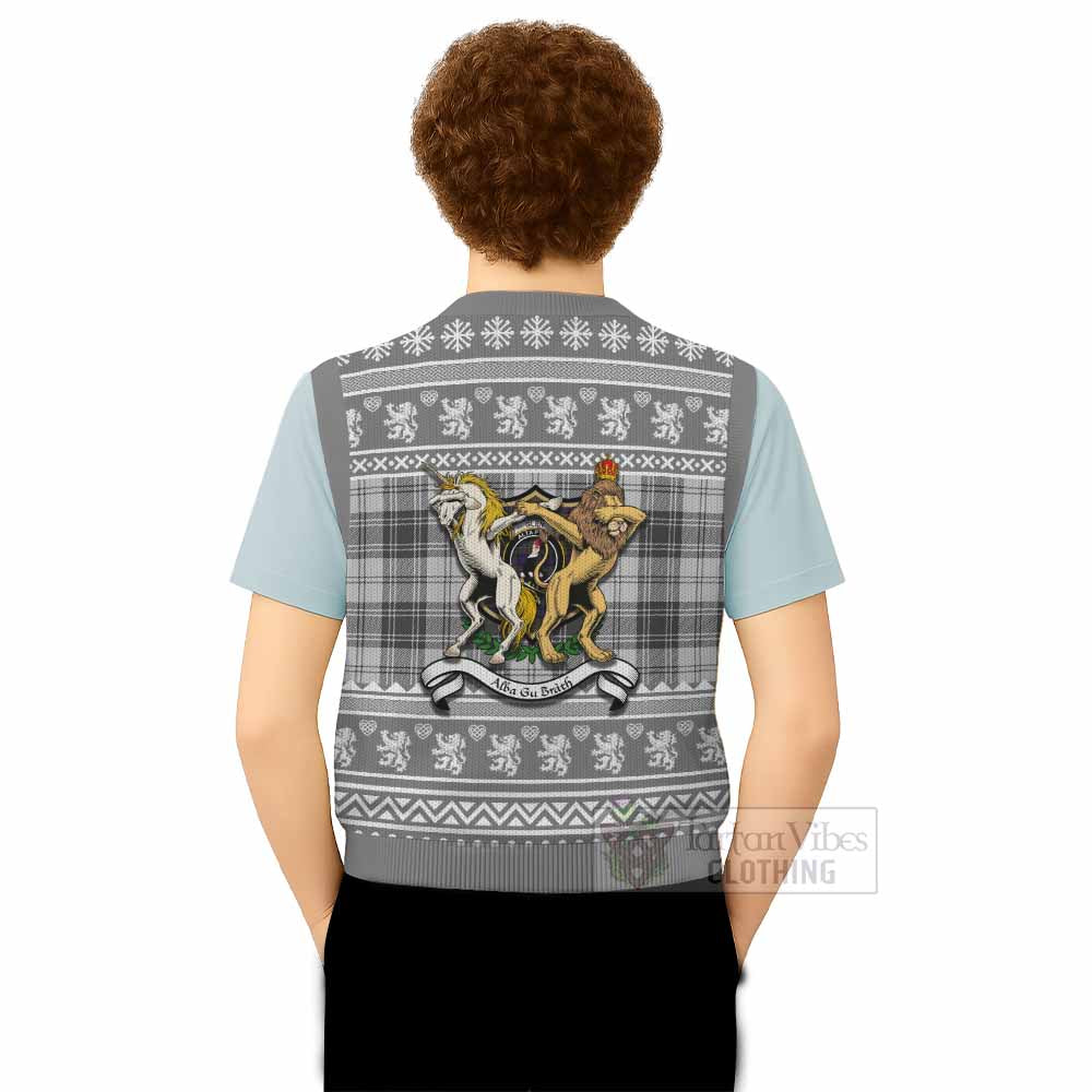 Glen Clan Tartan Crest Christmas Knitted V-Neck Vest Coat of Arms Funny Style - Tartan Vibes Clothing