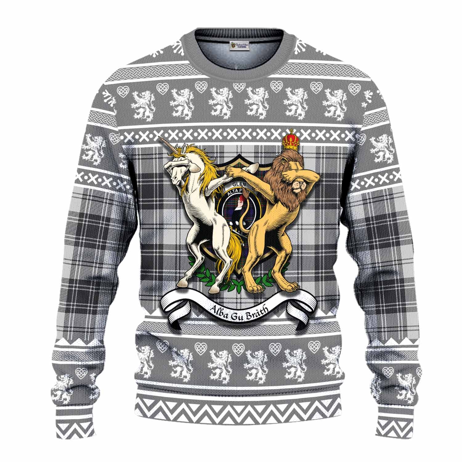 Glen Clan Tartan Crest Christmas Ugly Sweater Coat of Arms Funny Style - Tartan Vibes Clothing