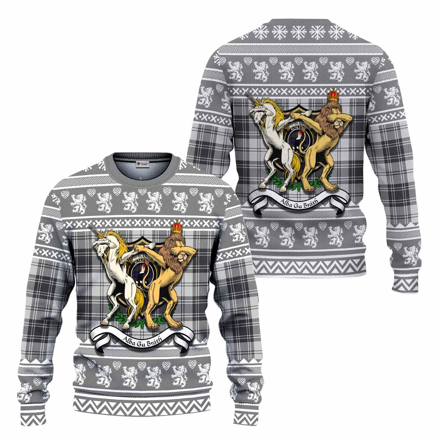 Glen Clan Tartan Crest Christmas Ugly Sweater Coat of Arms Funny Style - Tartan Vibes Clothing