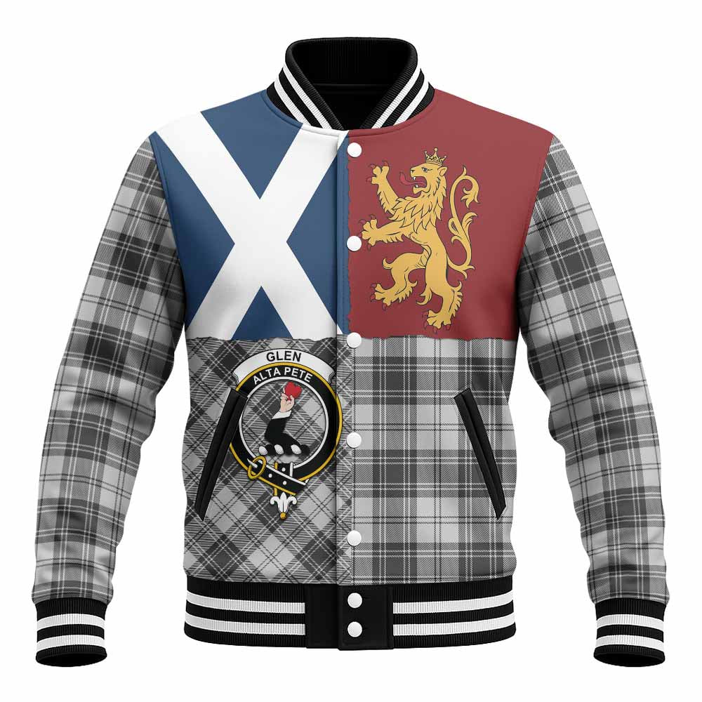 Glen Crest Tartan Baseball Jacket with Lion Rampant Saltire Style