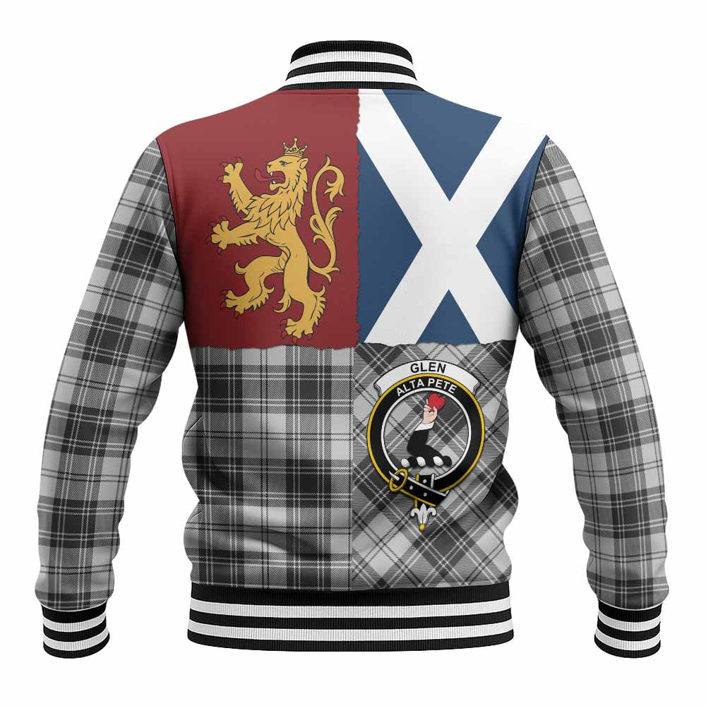 Glen Crest Tartan Baseball Jacket with Lion Rampant Saltire Style