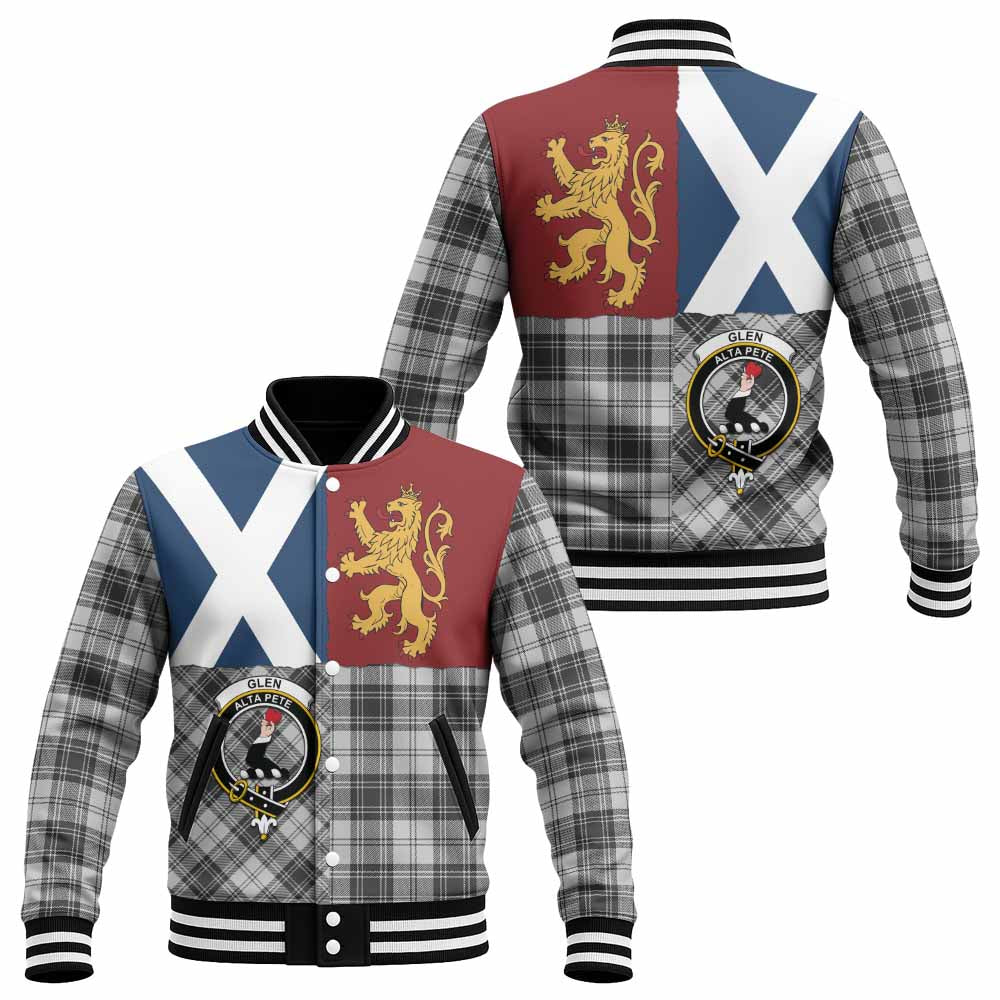 Glen Crest Tartan Baseball Jacket with Lion Rampant Saltire Style