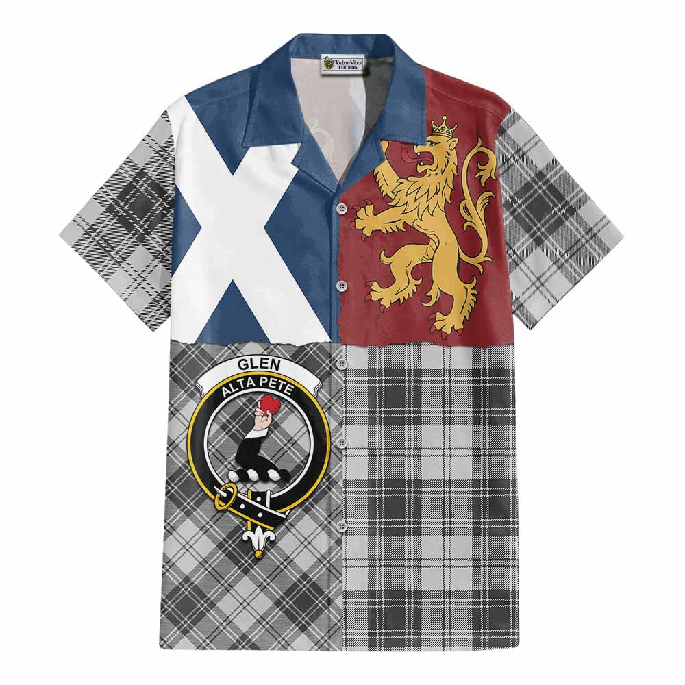 Glen Crest Tartan Cotton Hawaiian Shirt with Lion Rampant Saltire Style - Tartan Vibes Clothing