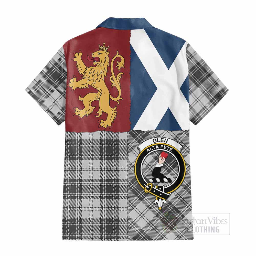 Glen Crest Tartan Cotton Hawaiian Shirt with Lion Rampant Saltire Style - Tartan Vibes Clothing