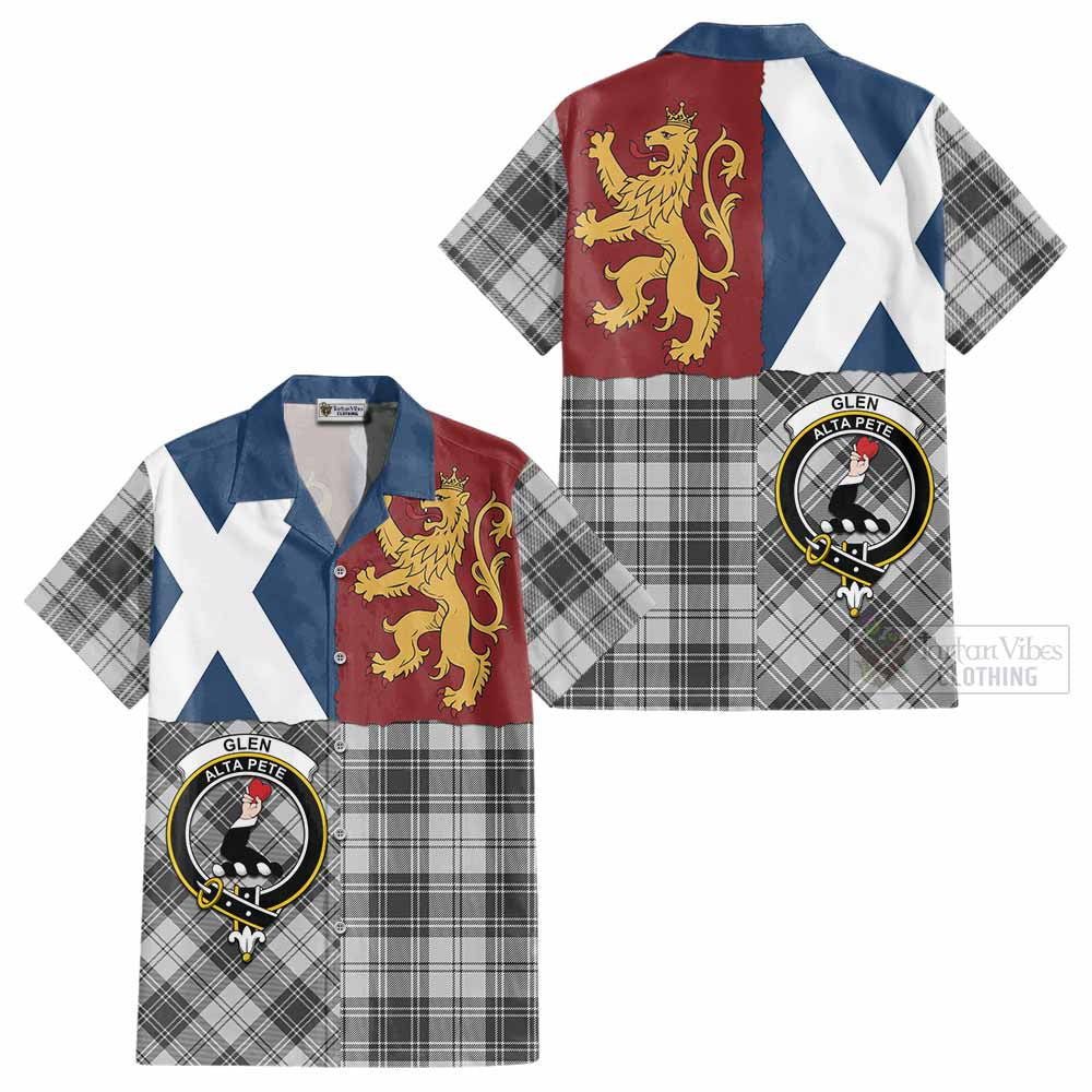 Glen Crest Tartan Cotton Hawaiian Shirt with Lion Rampant Saltire Style - Tartan Vibes Clothing