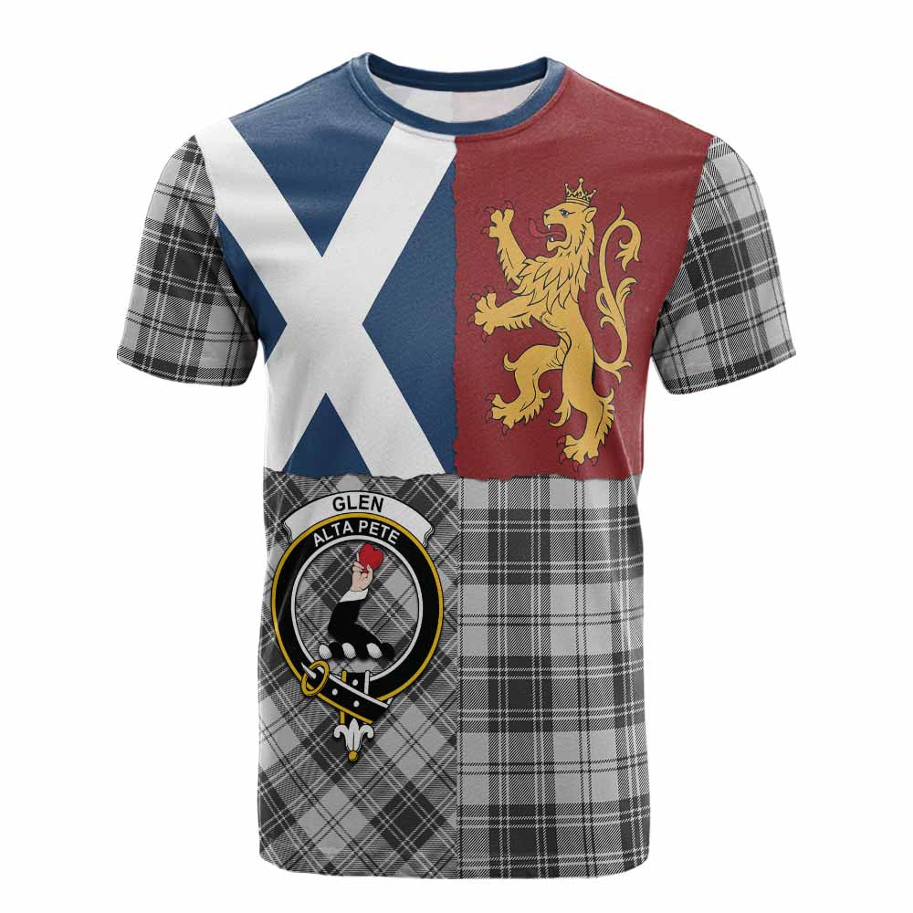Glen Crest Tartan Cotton T-shirt with Lion Rampant Saltire Style - Tartan Vibes Clothing