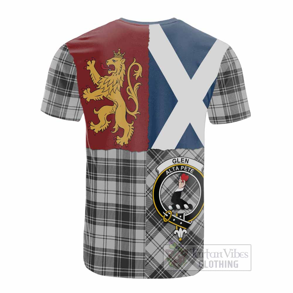 Glen Crest Tartan Cotton T-shirt with Lion Rampant Saltire Style - Tartan Vibes Clothing