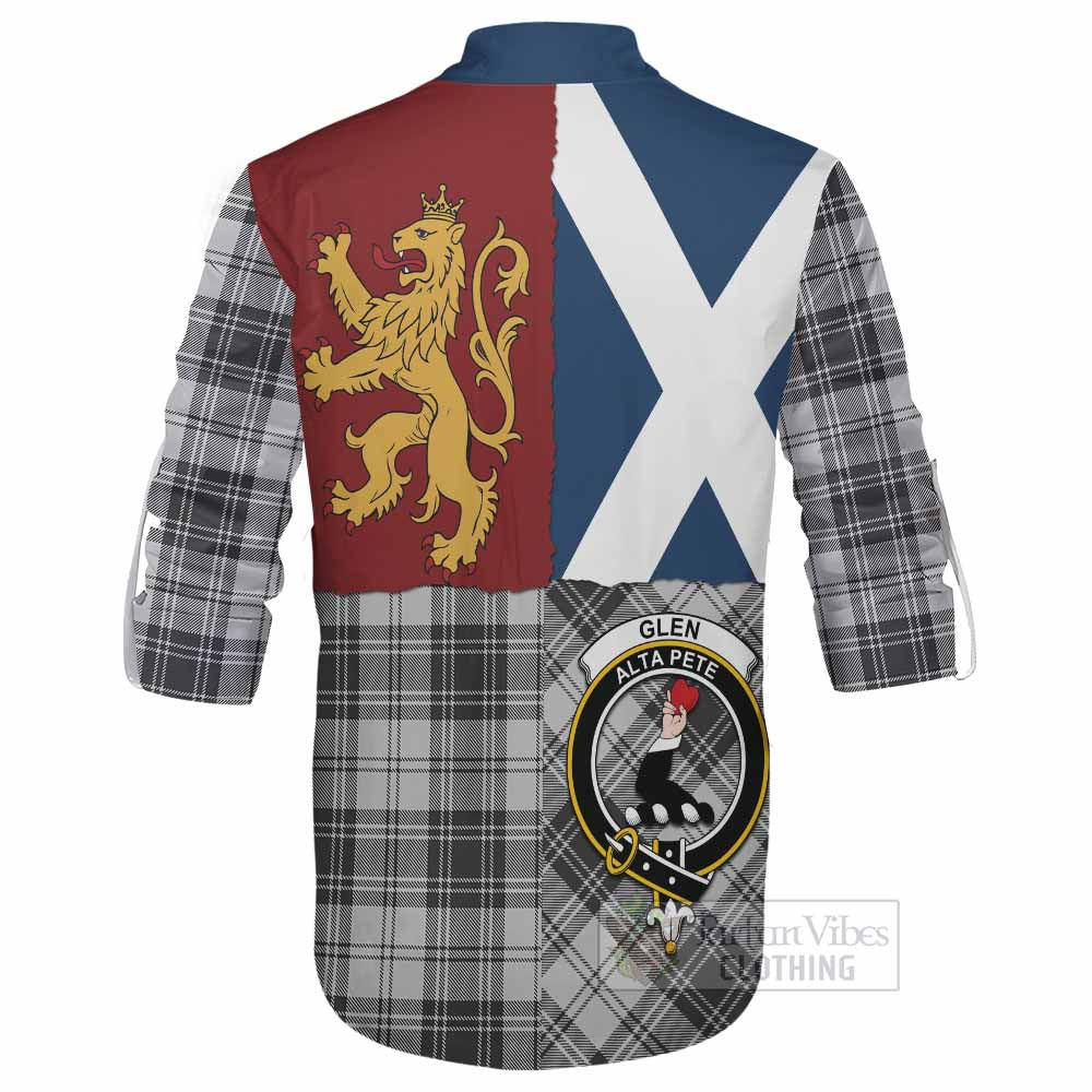 Glen Crest Tartan Ghillie Shirt with Lion Rampant Saltire Style - Tartan Vibes Clothing