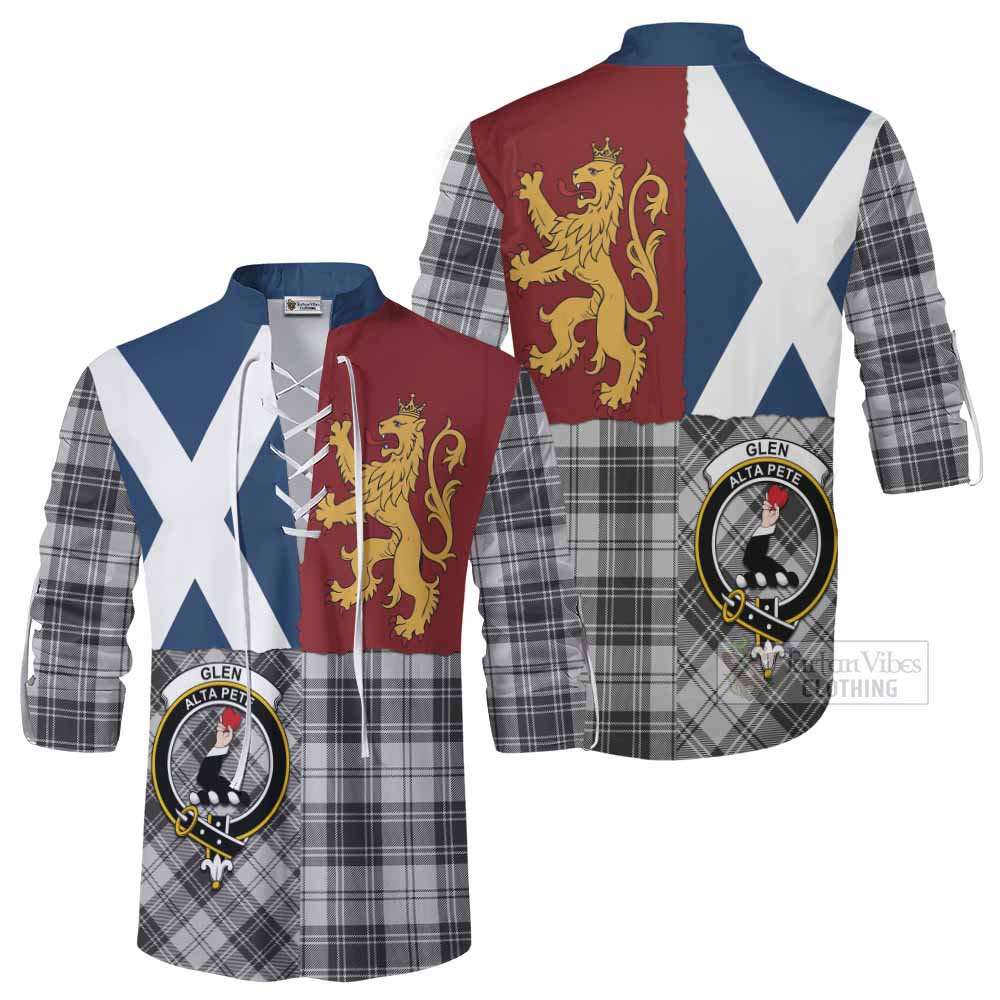 Glen Crest Tartan Ghillie Shirt with Lion Rampant Saltire Style - Tartan Vibes Clothing