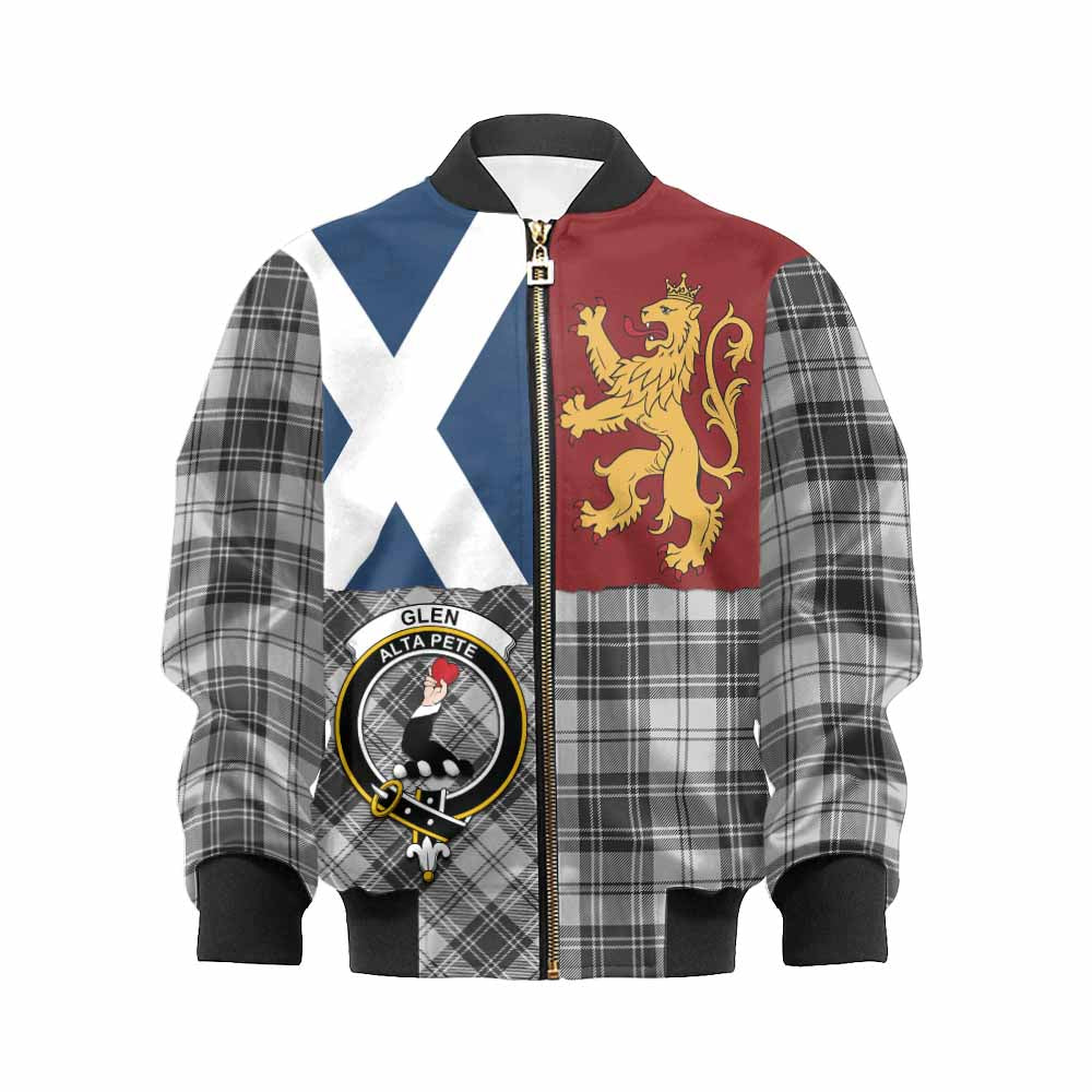Glen Crest Tartan Kid Bomber Jacket with Lion Rampant Saltire Style - Tartan Vibes Clothing
