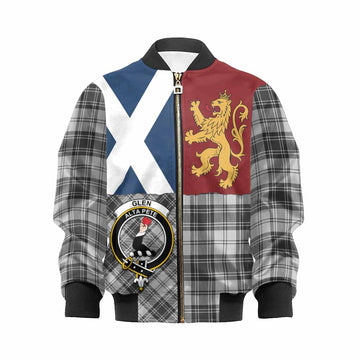 Glen Crest Tartan Kid Bomber Jacket with Lion Rampant Saltire Style