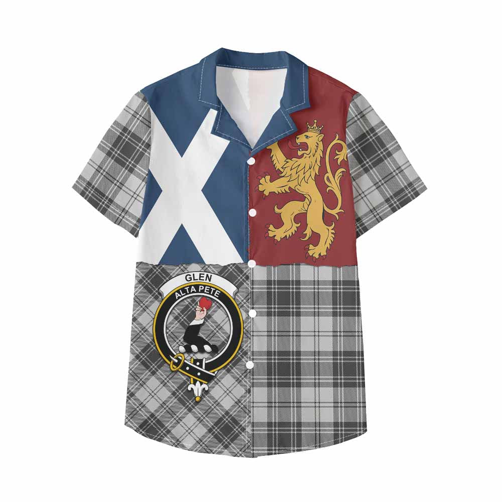Glen Crest Tartan Kid Hawaiian Shirt with Lion Rampant Saltire Style - Tartan Vibes Clothing