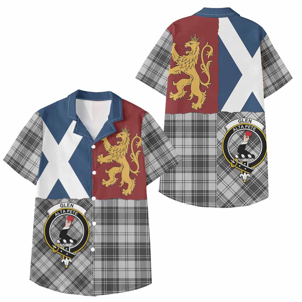 Glen Crest Tartan Kid Hawaiian Shirt with Lion Rampant Saltire Style - Tartan Vibes Clothing