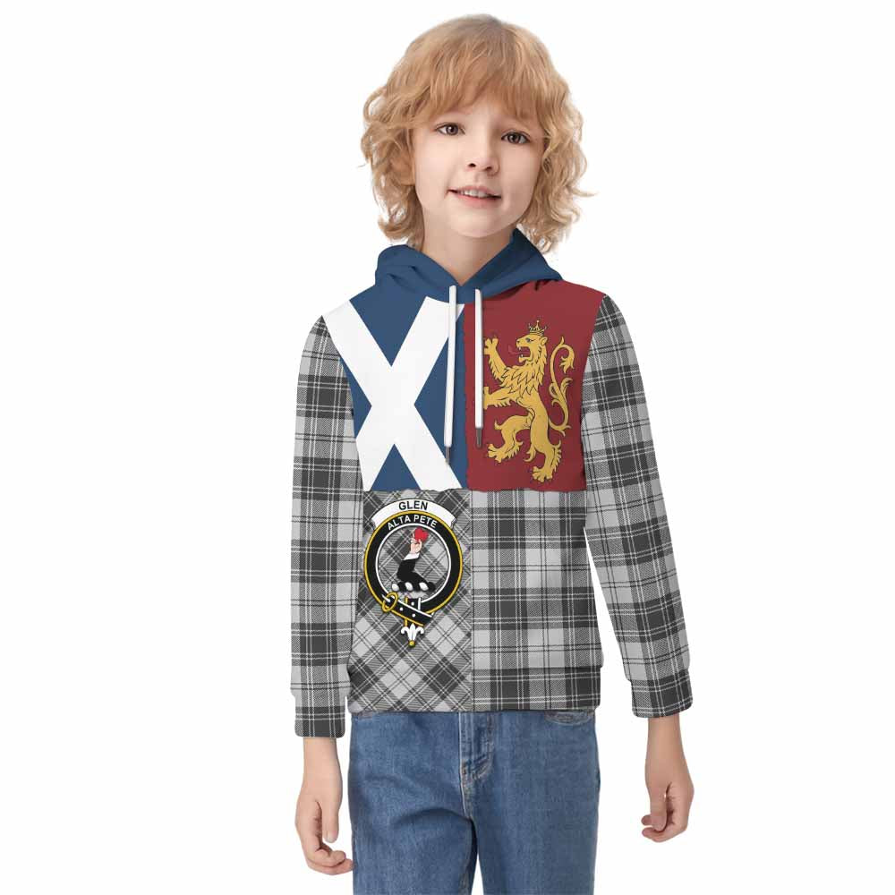 Glen Crest Tartan Kid Hoodie with Lion Rampant Saltire Style - Tartan Vibes Clothing